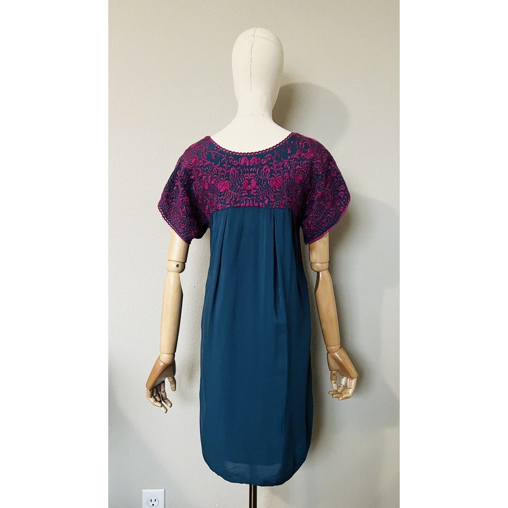 BuddyLove Buddy Love Embroidered Carolina Dress Navy Magenta Rayon Boho Size XS - Picture 4 of 16